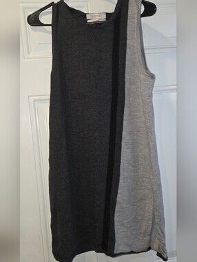 Ellen Tracy Two-Tone Grey & Charcoal Sleeveless Top XL 100% Merino Wool